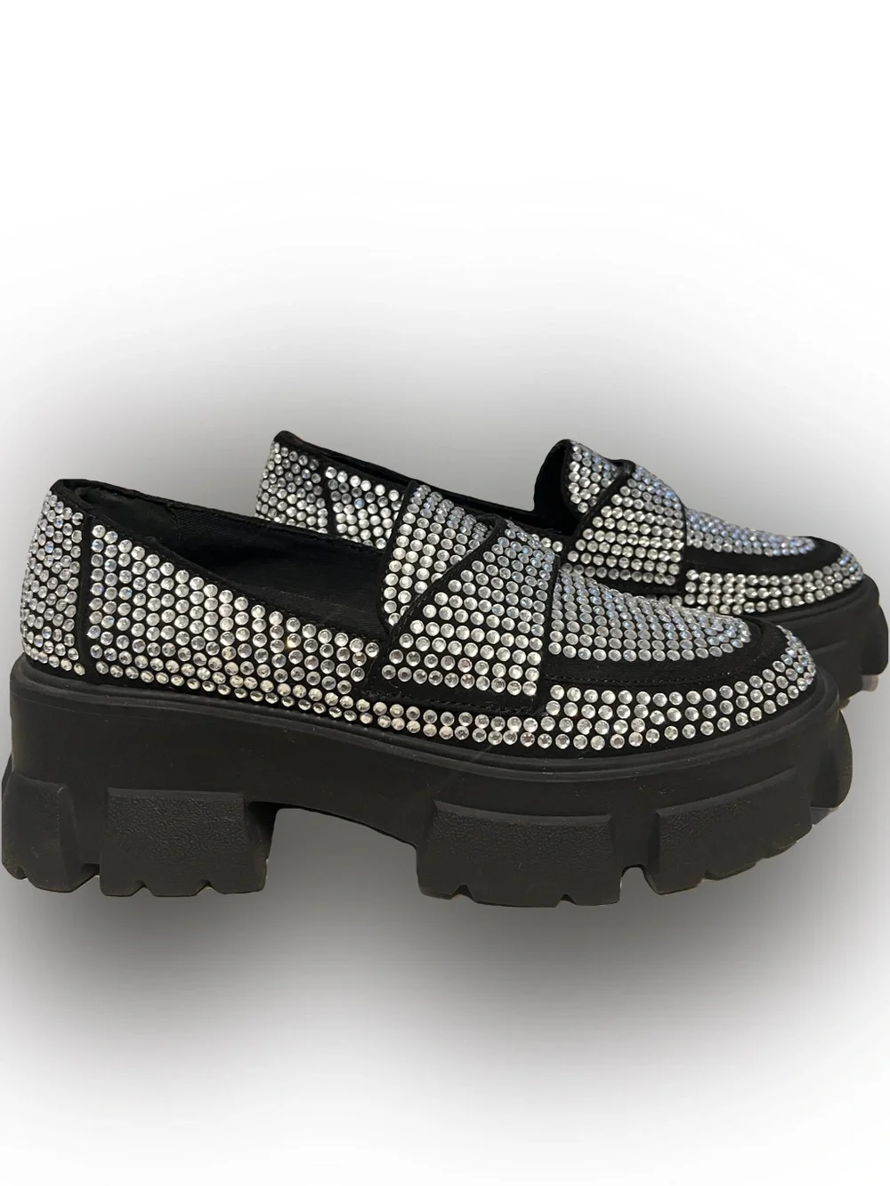 Steve Madden Trifecta-R Rhinestone Chunky Loafers size 5.5